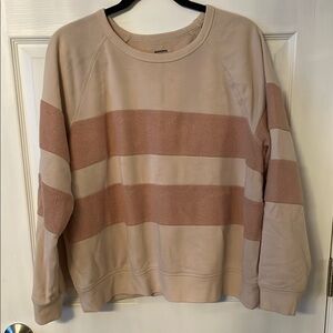 Beige and Tan Striped Sweatshirt